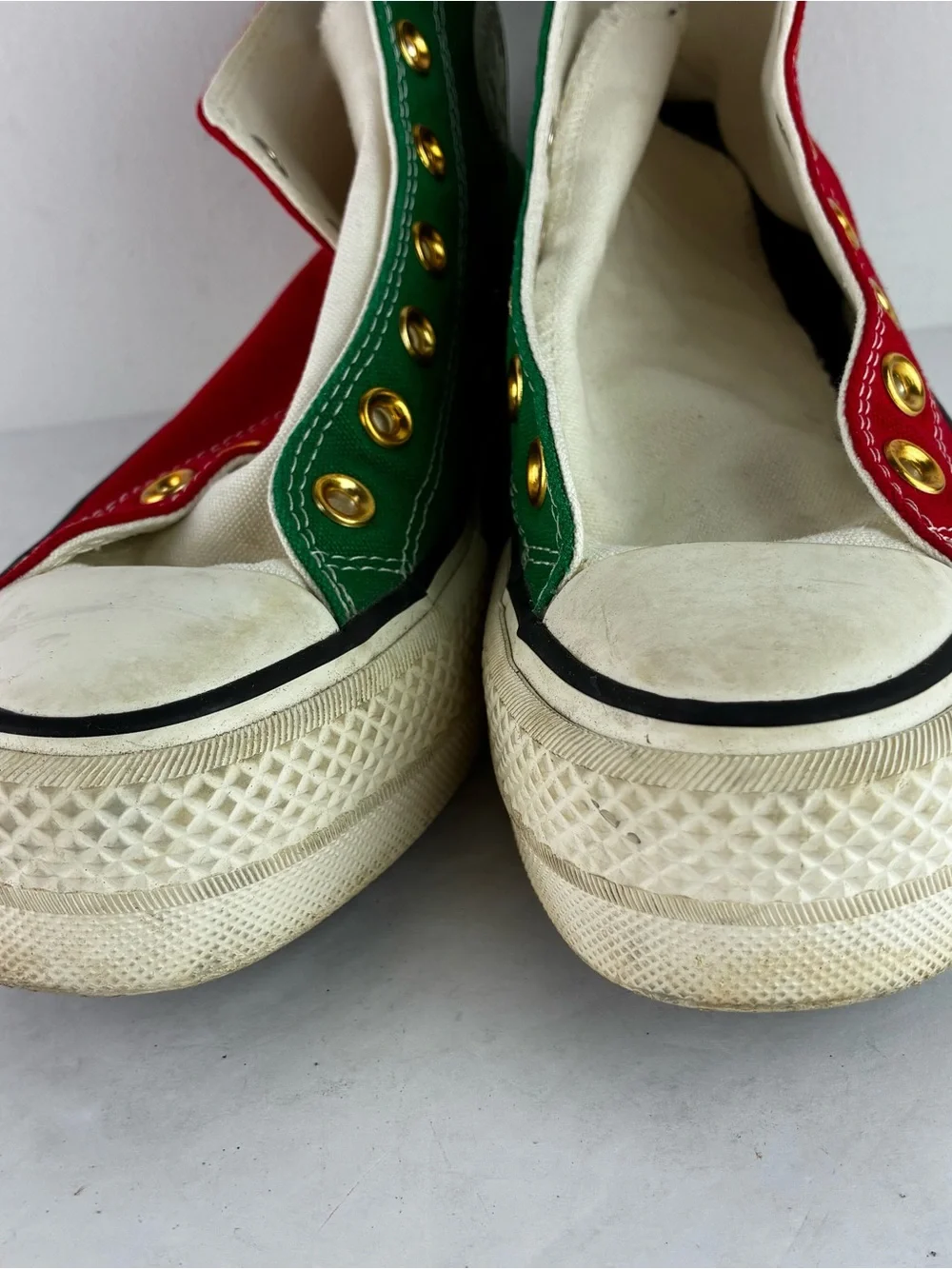Converse Christmas Red & Green Canvas Platform High Top Sneakers